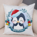 Axyaa Santa Little Penguin Pillowcase 45x45cm Merry Christmas Deer Cushion Cover