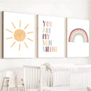 Nordic Rainbow Sun Wall Art Poster for Baby Kids Room by Axyaa