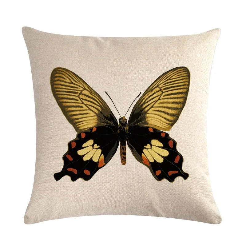 Butterfly Cotton Linen Throw Pillow Cover for Home & Car Decor - Axyaa