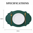 Axyaa Green Oval PU Leather Placemats Set, Irregular Shape, Oil-Proof, Table Mats