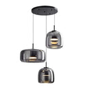 Axyaa Ash Grey Glass Pendant Light LED Chandelier, Modern Nordic Design for Living Room.