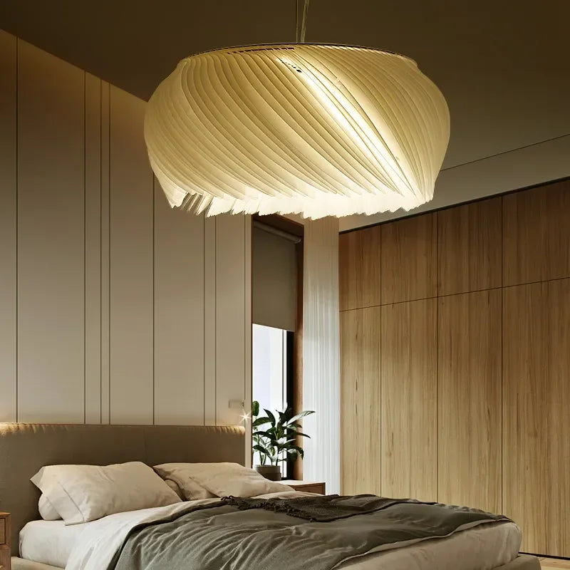 Axyaa LED Parchment Ceiling Pendant Light for Living Room, White Paper Hanging Lamp