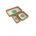 Axyaa Rattan Storage Basket Set - Hand-Woven Shell Design for Food Display & Decoration