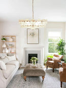 Axyaa Gold Led Ceiling Chandelier: Trendy French Glass Art Lighting for Living Room