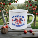 Axyaa Independence Enamel Mug: American Flag Coffee Cup for Freedom Lovers.