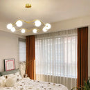Axyaa Gold Ring Glass Chandelier - Modern Pendant Light for Living Room