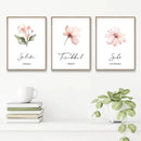 Botanical Leaves Islamic Quote Canvas Painting Pink Flower Wall Art by Axyaa