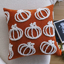 Axyaa Halloween Pumpkin Orange Chenille Plush Embroidery Pillowcase Sofa Cushion Cover