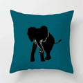 Axyaa Teal Blue Geometric Pillow Cases with Letter Leaves Plant Print, Deer Animal Design.