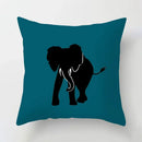 Axyaa Teal Blue Geometric Pillow Cases with Letter Leaves Plant Print, Deer Animal Design.