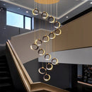 Axyaa Crystal Chandelier Stair Pendant Living Room Lighting Modern Interior Pendant Lights