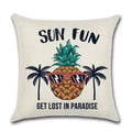 Axyaa Summer Beach Palm Tree Turtle Print Linen Throw Pillow Case