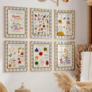 Educational Bohemian Wall Art Set by Axyaa: Mix & Match Weather, Shapes, Letters in Neutral Tones
