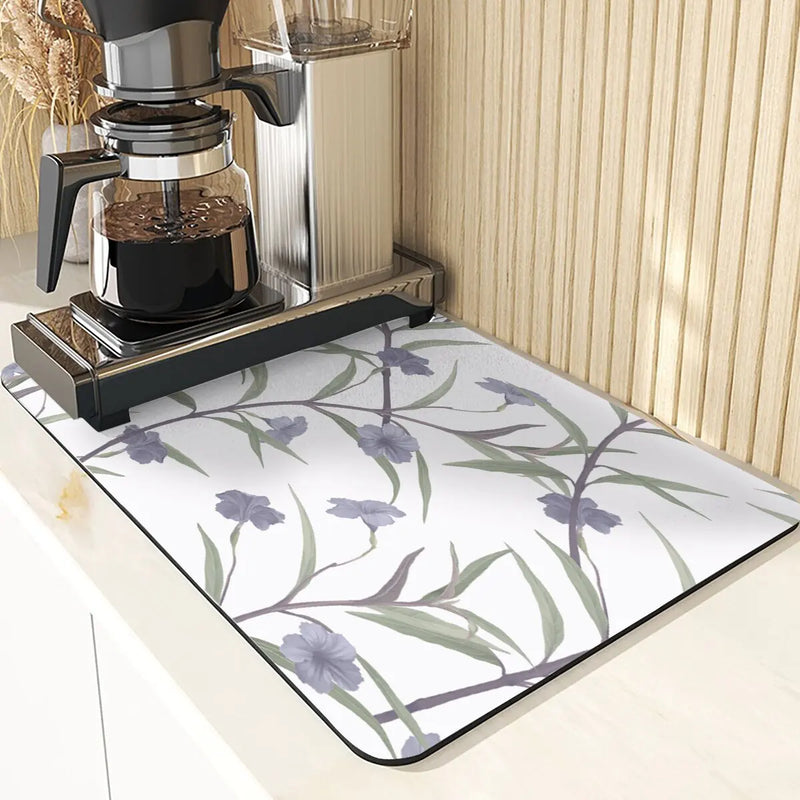 Axyaa Flowers Pattern Kitchen Absorbent Drying Mat: Stylish Table Decor & Accessory