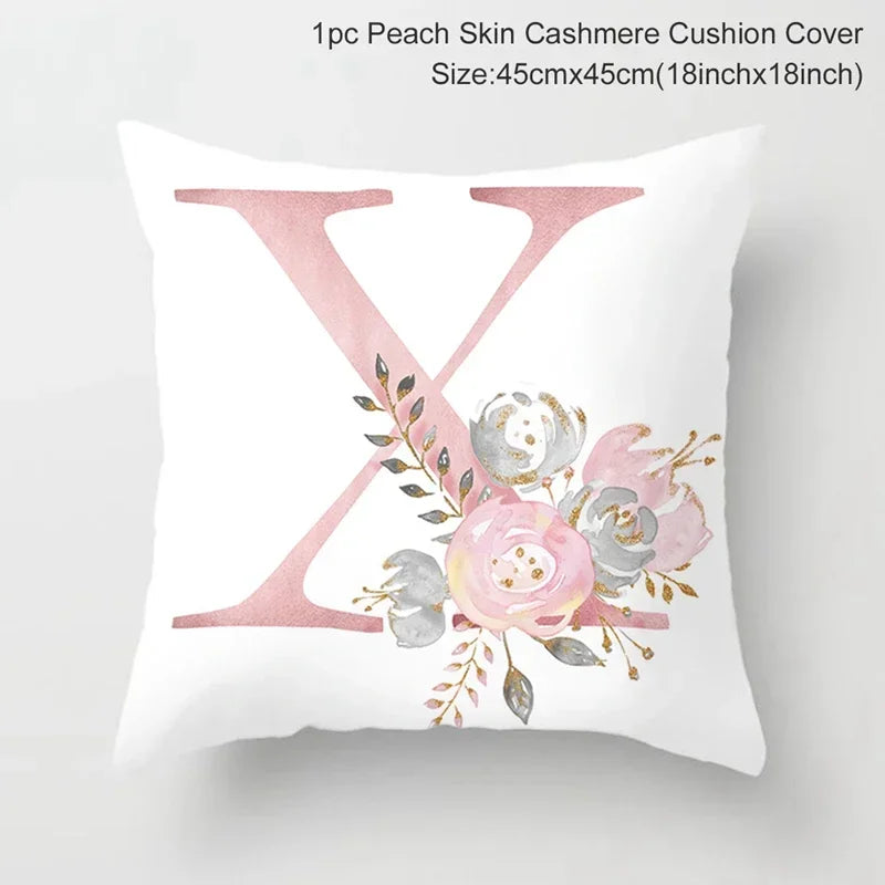Axyaa Pink Letterwork Cushion Cover 45*45cm, Wedding Party Decor, Elegant Wedding Pillow