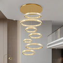 Axyaa Crystal Chandelier: Modern Stair Pendant Lighting for Living Room & Interior