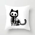 Axyaa Decorative Pillow Cover 45x45cm Polyester Square Black Cat Skull Design