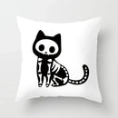 Axyaa Decorative Pillow Cover 45x45cm Polyester Square Black Cat Skull Design