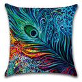 Peacock Feather Printed Pillow Case 45x45cm - Axyaa Brand