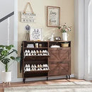 Axyaa Farmhouse Shoe Storage Cabinet with Barn Door Design & 4 Flip Drawers