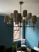 Axyaa Copper Fabric Chandelier: Luxury Nordic LED Pendant Light for Living Room and Dining Table