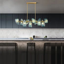 Axyaa Blue Flower Chandelier: LED Modern Home Decor Hanging Lamp for Luxury Living Room