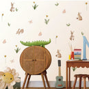 Axyaa Cute Bunnies & Flowers Nursery Wall Decal - Peel, Stick, Reusable Kids Stickers