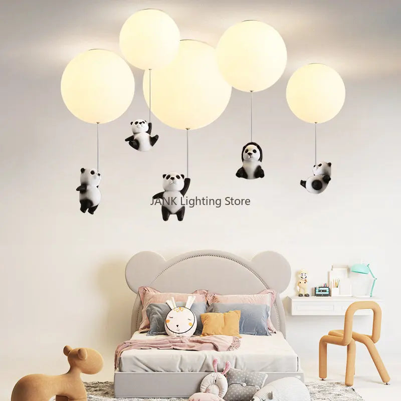 Axyaa Cartoon Balloon Panda Polar Bear Ceiling Light - LED Chandeliers for Kids Bedroom