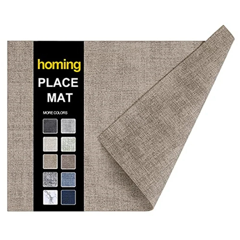 Axyaa Heat Resistant Leather Placemats - Waterproof Non-slip Kitchen Table Mats
