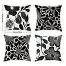Axyaa Black & Grey Floral Cushion Covers - Modern Botanical Polyester Pillow Cases