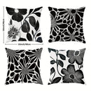 Axyaa Floral Cushion Covers in Black & Grey - Modern Botanical Decor, Zip Closure