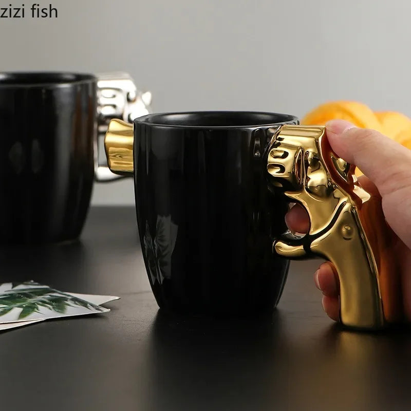Axya Creative Pistol Ceramic Coffee Cup Set, Couple Water Glasses, Tea Mugs