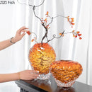 Axyaa Amber Glass Vase Wrinkled Flower Pot Room Aesthetic Decor