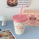 Axyaa Kawaii Tumbler with Straw: Cute Cold Cup for Juice, Milk Tea, Coffee, 700ml