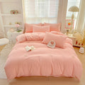 Axyaa Embroidered Waffle Cotton Queen Bedding Set with Sheets & Pillowcases