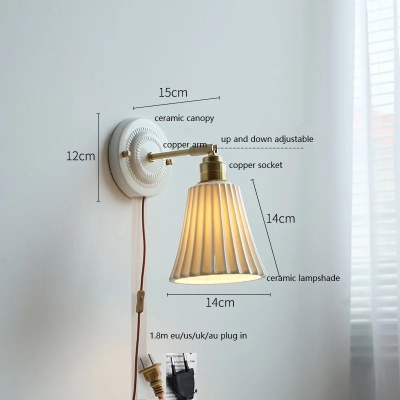 Axyaa Ceramic Wall Lamp LED Bathroom Mirror Stair Light Nordic Wandlamp