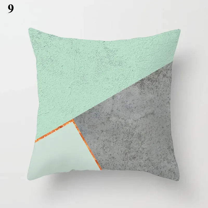 Axyaa Mint Green Blue Geometric Cushion Cover Modern Home Decor