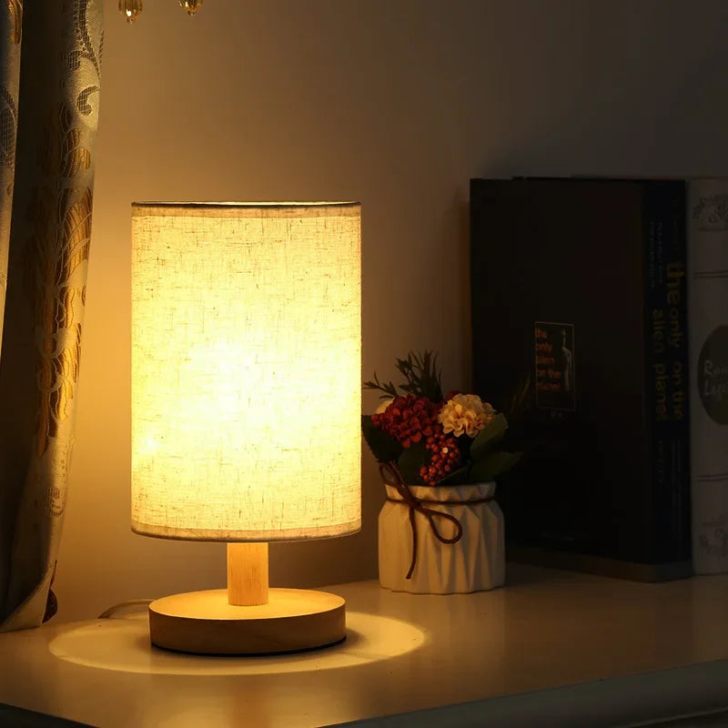 Axyaa Solid Wood LED Table Lamp for Bedroom Decor and Eye Protection