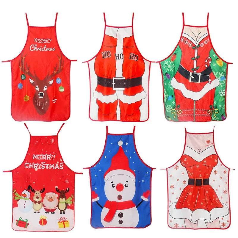 Axyaa Christmas Apron with Festive Cartoon Print