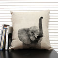 Axyaa African Animal Linen Pillow Cover 45x45cm - Lion, Elephant, Elk Portrait Decor