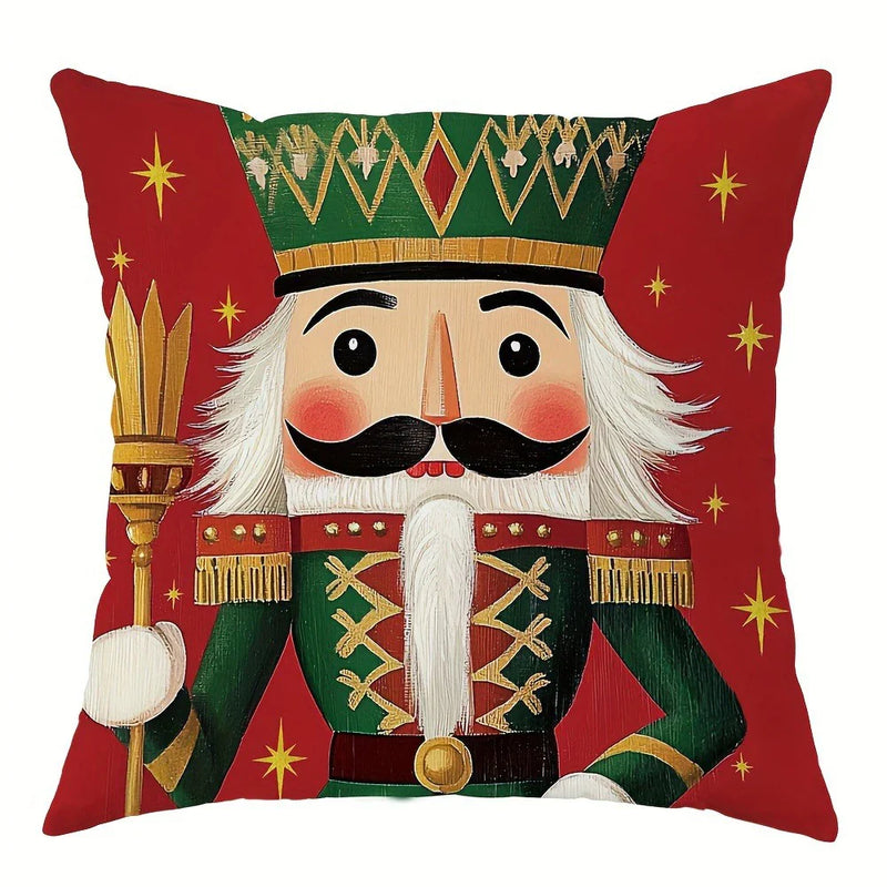 Nutcracker Pillowcase by Axyaa: Festive Christmas Room Decor & Sofa Cushion Cover