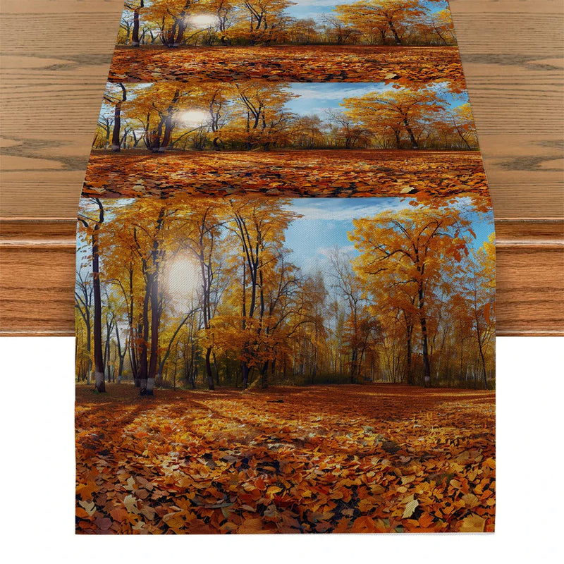 Axyaa Deciduous Sunshine Table Runner: Elegant Dining Table Decor for Kitchen & Weddings