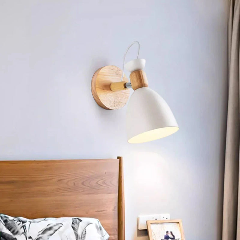 Axya Modern Nordic Wood Wall Light with E27 LED for Bedroom and Living Room