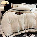 Axyaa Winter Thickened Carved Milk Fleece 4-Piece Set Coral Fleece Bedding