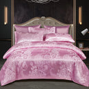 Axyaa Luxury Jacquard Bedding Set - European Style Satin Duvet Cover for Double Bed