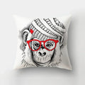 Axyaa Cartoon Dogs Feather Print Pillowcase Home Decor Sofa Seat Cushion Cover