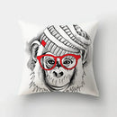 Axyaa Cartoon Dogs Feather Print Pillowcase Home Decor Sofa Seat Cushion Cover