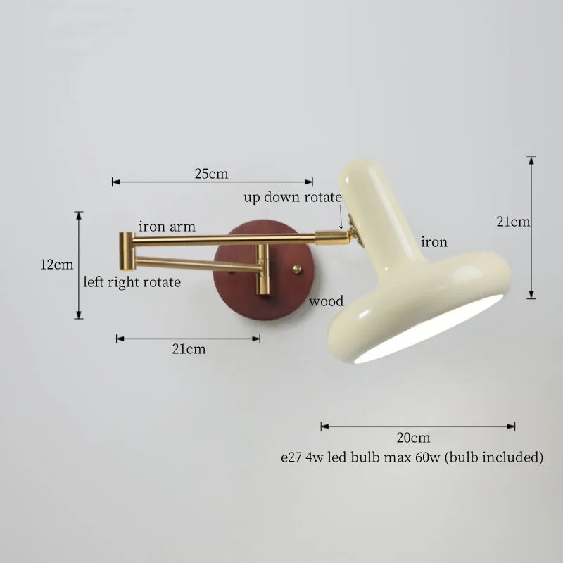 Axyaa White Pumpkin LED Wall Light - Swing Arm Nordic Modern Wandlamp