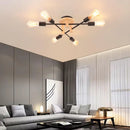 Axyaa Retro Industrial Ceiling Chandelier Wood LED Light Fixture Living Room