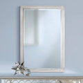 Axyaa Brushed Nickel Silver Metal Frame Vanity Wall Mirror 33" Wide Beveled Glass